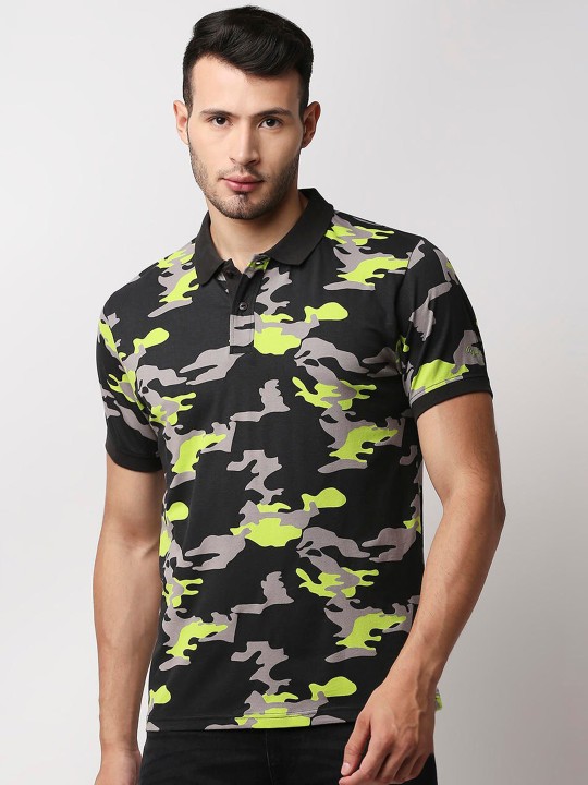 Pepe Jeans Men Camouflage Printed Polo Collar T-shirt