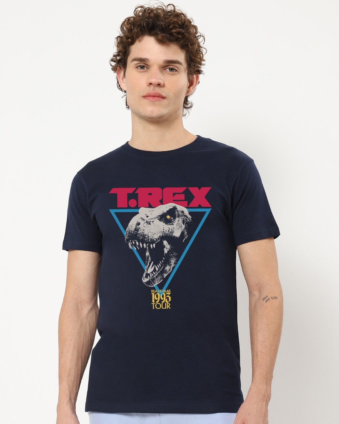 Bewakoof Men's T-Rex Retro Tour Graphic Printed T-shirt