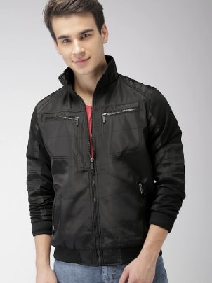 Mast & Harbour Black Solid Bomber Jacket