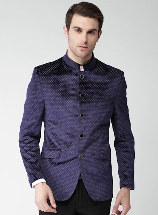 INVICTUS Printed Slim Fit Ethnic Bandhgala Blazer