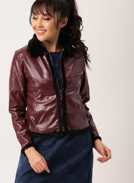 DressBerry Women Solid Biker Jacket