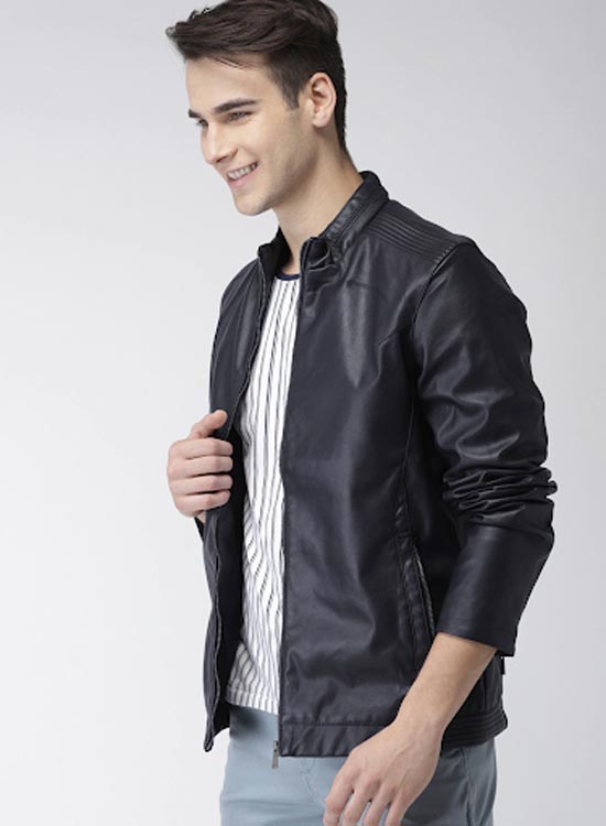 Mast & Harbour Men Solid Biker Jacket