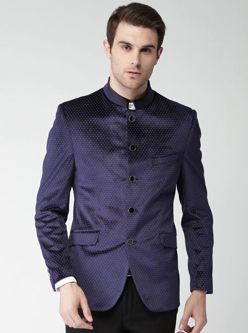 Printed bandhgala outlet blazer