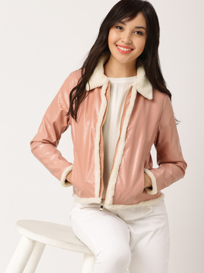 DressBerry Women Solid Biker Jacket