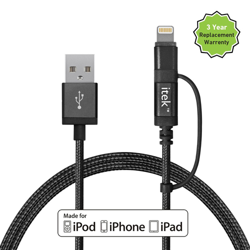 Itek CBL013-BK 2-in-1 Rapid Charge Cable