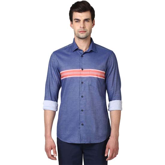 COLORPLUS Cotton Blue Tailored Fit Shirts